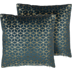 CELOSIA  - Sierkussen set van 2 - Donkerblauw - 45 x 45 cm - Fluweel
