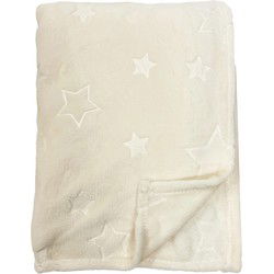 Textino STELLAR - Plaid 150x200 cm - fleece deken met sterren - Snow white - wit - Textino