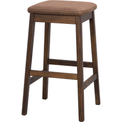 Livermore eikenhouten barkruk donkerbruin met bruin kunstleer zitkussen - 68 cm