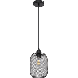 Industriële hanglamp Anya - L:15cm - E27 - Metaal - Zwart