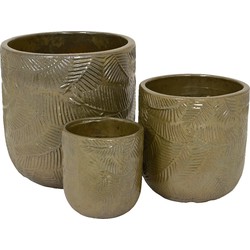 Inez Planter set van 3 Terracotta Leaf Parel