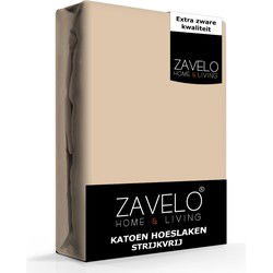 Zavelo Hoeslaken Katoen Strijkvrij Taupe-Lits-jumeaux (160x200 cm)