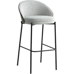 Canelas Bar Chair - Barstoel, lichtgrijs met donkerbruine rugleuning en zwarte poten