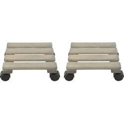 Esschert Design Plantentrolley - 2x - vierkant - 23 cm - tot 100 kg - hout - Planten onderzetter
