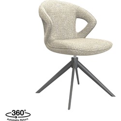 LABEL51 Eetkamerstoel Zurich - Naturel - Boucle - Black Frame