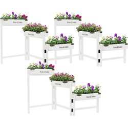 Bloemenstandaard Plantentrap 3 Tiers Wit Hout ML Design