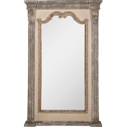 Clayre & Eef Spiegel  90x153 cm Grijs Beige Hout Glas Wandspiegel