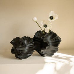 Indore Home - Coral vaas set - Vaas keramiek - Decoratieve accessoires - Zwart