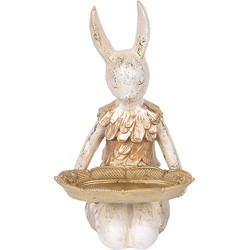 Clayre & Eef Decoratie Beeld Konijn 26 cm Beige Goudkleurig Kunststof