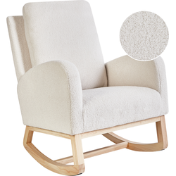 Beliani ALSTA - Schommelfauteuil-Wit-Bouclé
