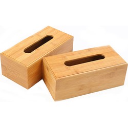 Decopatent® Tissuedoos - Bamboe - Tissuebox voor tissues - Tissue box houder voor - Wc - Badkamer - Keuken - Zakdoekendoos - Hout