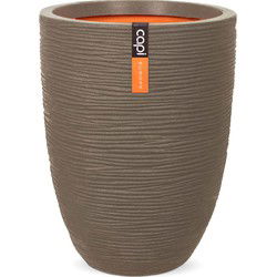 Vaas elegant laag Rib NL 46x58 warm taupe bloempot