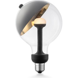 Design LED Lichtbron Move Me - Zwart/Goud - G120 Sphere LED lamp - 12/12/18.6cm - Met verstelbare diffuser via magneet - geschikt voor E27 fitting - Dimbaar - 5W 400lm 2700K - warm wit licht