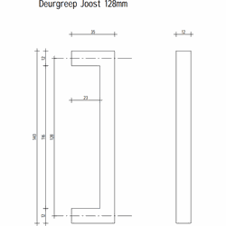 Deurgreep Joost - messing - 128 mm - Modern - Handgreep - Kastgreep - Ladegreep