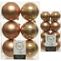 Kerstversiering kunststof kerstballen camel bruin 4-6 cm pakket van 40x stuks - Kerstbal