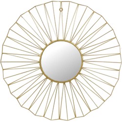 SVJ Spiegel Speculum met gouden rand rond - Ø 66 cm x 5 cm - Wandspiegel - Wanddecoratie goud metaal