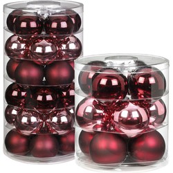 42x Berry Kiss mix roze/rode glazen kerstballen glans en mat - Kerstbal
