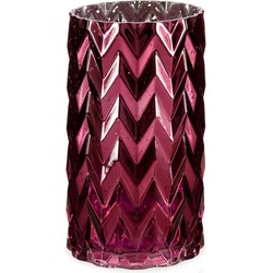 Bloemenvaas - luxe decoratie glas - donkerroze - 11 x 20 cm - Vazen