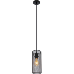 Industriële hanglamp Augustin - L:12cm - E27 - Metaal - Zwart