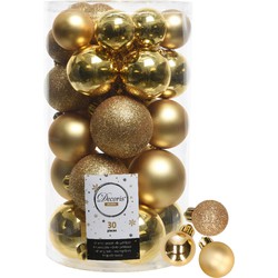 Decoris kerstballen 44x stuks goud 3-4-5-6 cm kunststof - Kerstbal