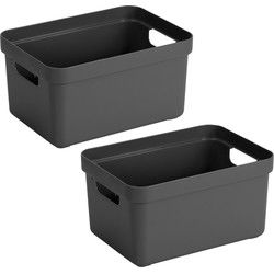 Sunware Opbergbox Sigma - 8x stuks - kunststof - antraciet - 5 liter - Opbergbox