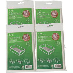 Boon Kattenbak afvalzakken - 40x stuks - wit - 50 x 20 x 37 cm - Poepzakjes