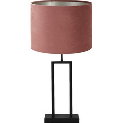 Tafellamp Shiva/Velours - Zwart/Dusky Pink - Ø30x62cm