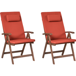 AMANTEA PREMIUM - Tuinstoel set van 2 - Rood - Acaciahout