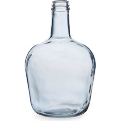 Bloemenvaas - flessen model - glas - blauw transparant - 19 x 31 cm - Vazen