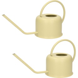 2x stuks retro metalen / RVS gieters retro groen voor binnen 1100 ml - Gieters