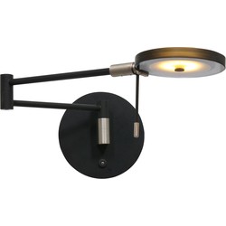 LED wandlamp met rookglazen kap Steinhauer Turound Zwart