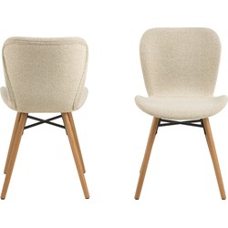 Eetkamerstoel Stof Beige - Zithoogte 46,5cm - Zaria - Set van 2