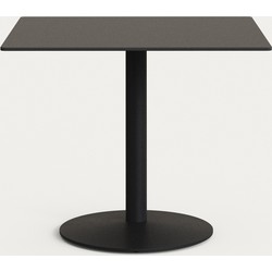 Kave Home - Zwarte Esilda-buitentafel met zwart gelakte metalen poot 90 x 90 x 70 cm