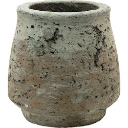 Clayre & Eef Bloempot  Ø 14x14 cm Beige Bruin Beton Rond Bloempot binnen