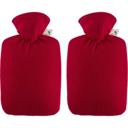 2x Warmwaterkruik rood fleece 1,8 liter - Kruiken