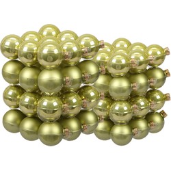 72x stuks glazen kerstballen salie groen (oasis) 4 en 6 cm mat/glans - Kerstbal