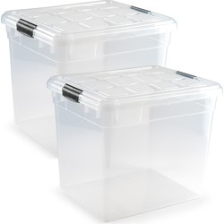 3x Opslagbakken/organizers met deksel 35 liter transparant - Opbergbox