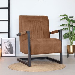 Industriële fauteuil Austin cognac microvezel