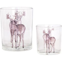 Clayre & Eef Theelichthouder Set van 2 Ø 7x8 / 10x13 cm Transparant Glas Hert