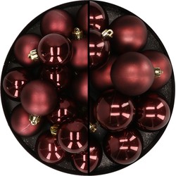 28x stuks kunststof kerstballen mahonie bruin 4 en 6 cm - Kerstbal