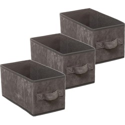 Set van 3x stuks opbergmand/kastmand 7 liter donkergrijs polyester 31 x 15 x 15 cm - Opbergmanden