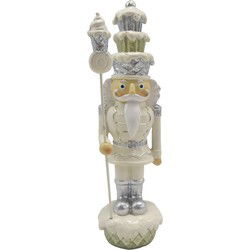 Clayre & Eef Beeld Notenkraker 16 cm Beige Zilverkleurig Polyresin Kerstdecoratie