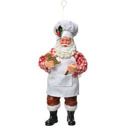 Clayre & Eef Kersthanger Kerstman Wit Textiel