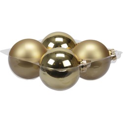 4x stuks glazen kerstballen goud 10 cm mat/glans - Kerstbal