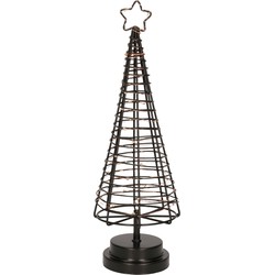 Verlichte figuren zwarte 3D lichtboompje/metalen boom/kerstboompje met 45 led lichtjes 36 cm - kerstverlichting figuur