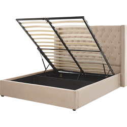 Beliani LUBBON - Tweepersoonsbed-Beige-Fluweel