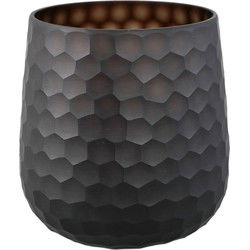 PTMD Eboney Brown Round Glass Vase Circle Pattern Low