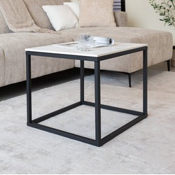 Bijzettafel Fien Vierkant Sintered Stone Wit 50x50 cm