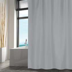 MSV Douchegordijn met ringen - lichtgrijs - polyester - 180 x 200 cm - Douchegordijnen