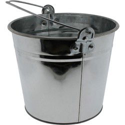 Emmer van zink - 5 liter - zilverkleurig - 16 x 21 cm - plantenpot - IJzeren emmer / teil